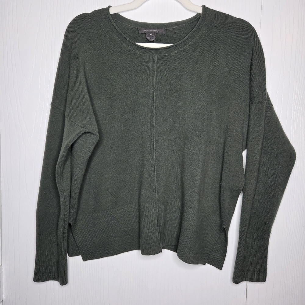 French Connection Dark Olive Crewneck Sweater-Size XS - Picture 3 of 12